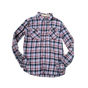 🌄 Burton Durable Goods Plaid Brighton Flannel Button Down Shirt‎ Mens Sz LARGE